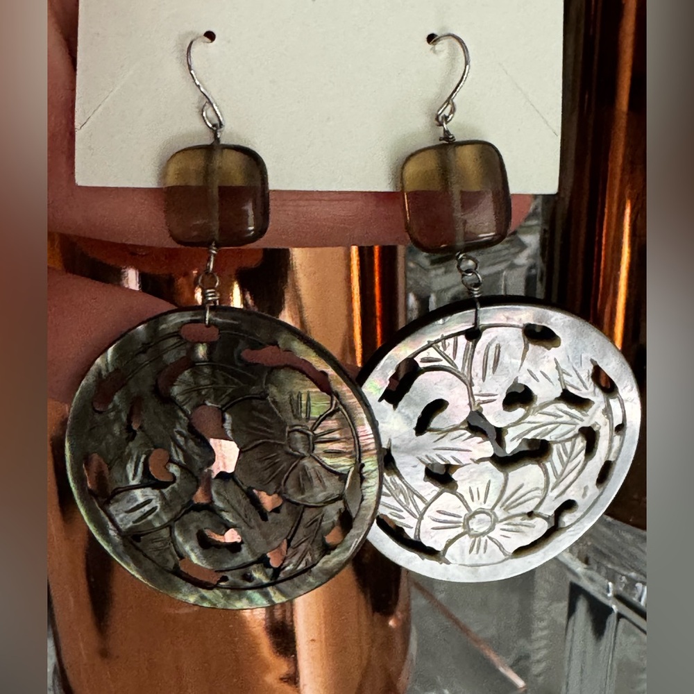 Bohemian Silver and Brown Floral Earrings